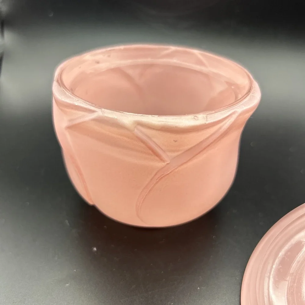 Vintage Avon Glow of Roses Candle Holder Trinket Jar Cottage Core Romantic 90s